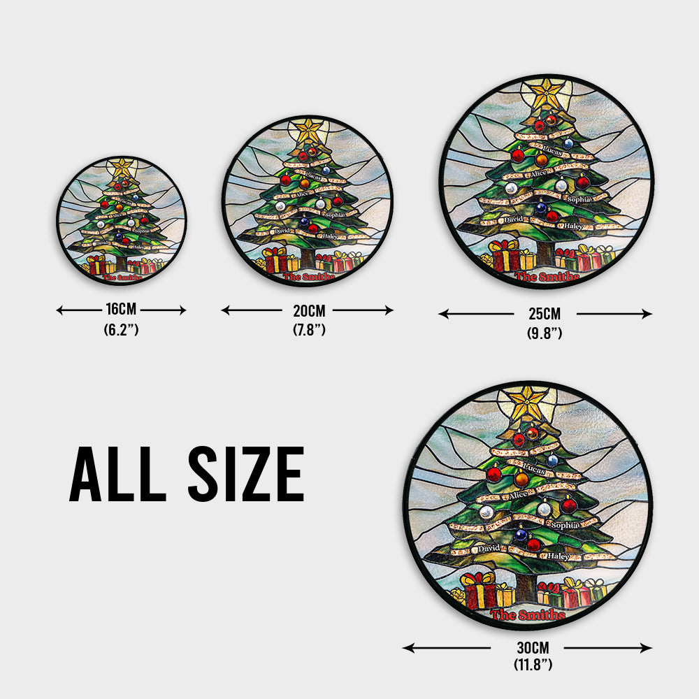 Joyeux Noël - Attrape-soleil familial personnalisé en vitrail