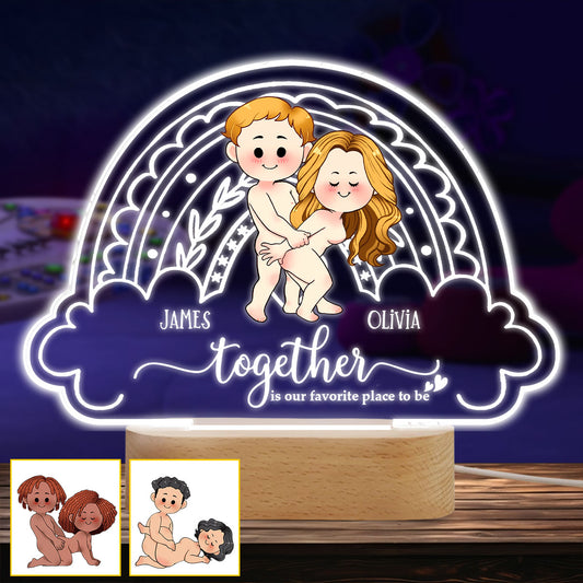 Je t'aime - Plaque lumineuse personnalisée pour couple - Socle lumineux en forme de couple