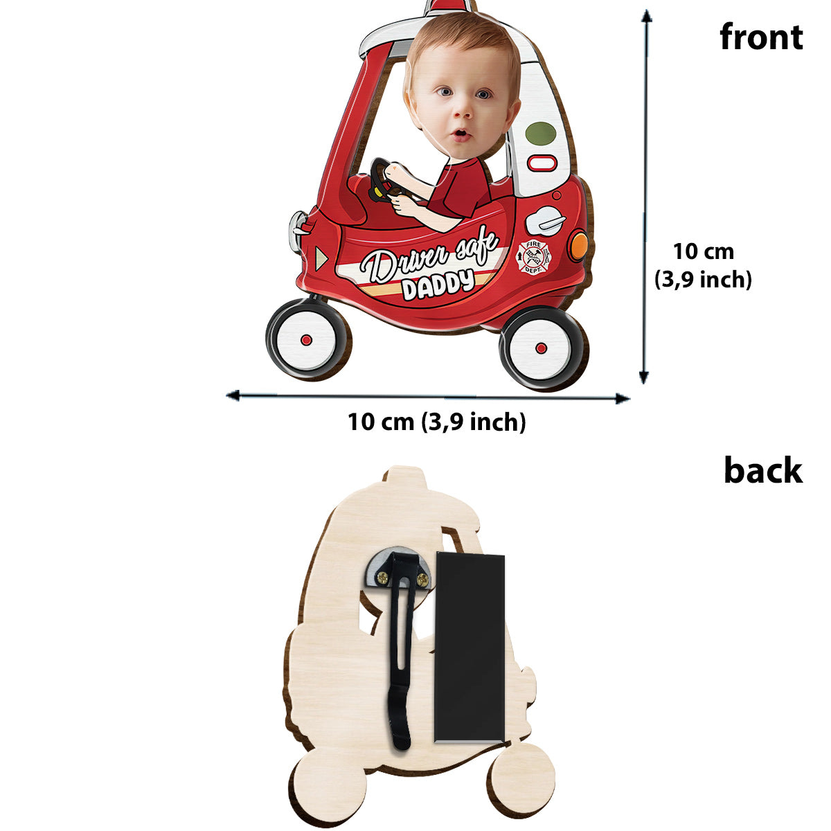 Conduis prudemment, papa ! - Clip de pare-soleil personnalisé en forme de père