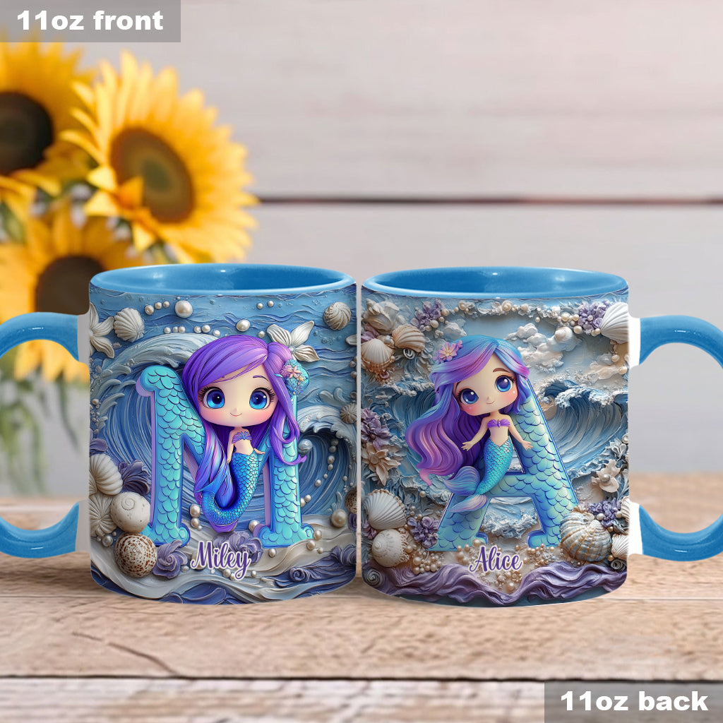 Beautiful Mermaid Letter - Personalized Kid Accent Mug