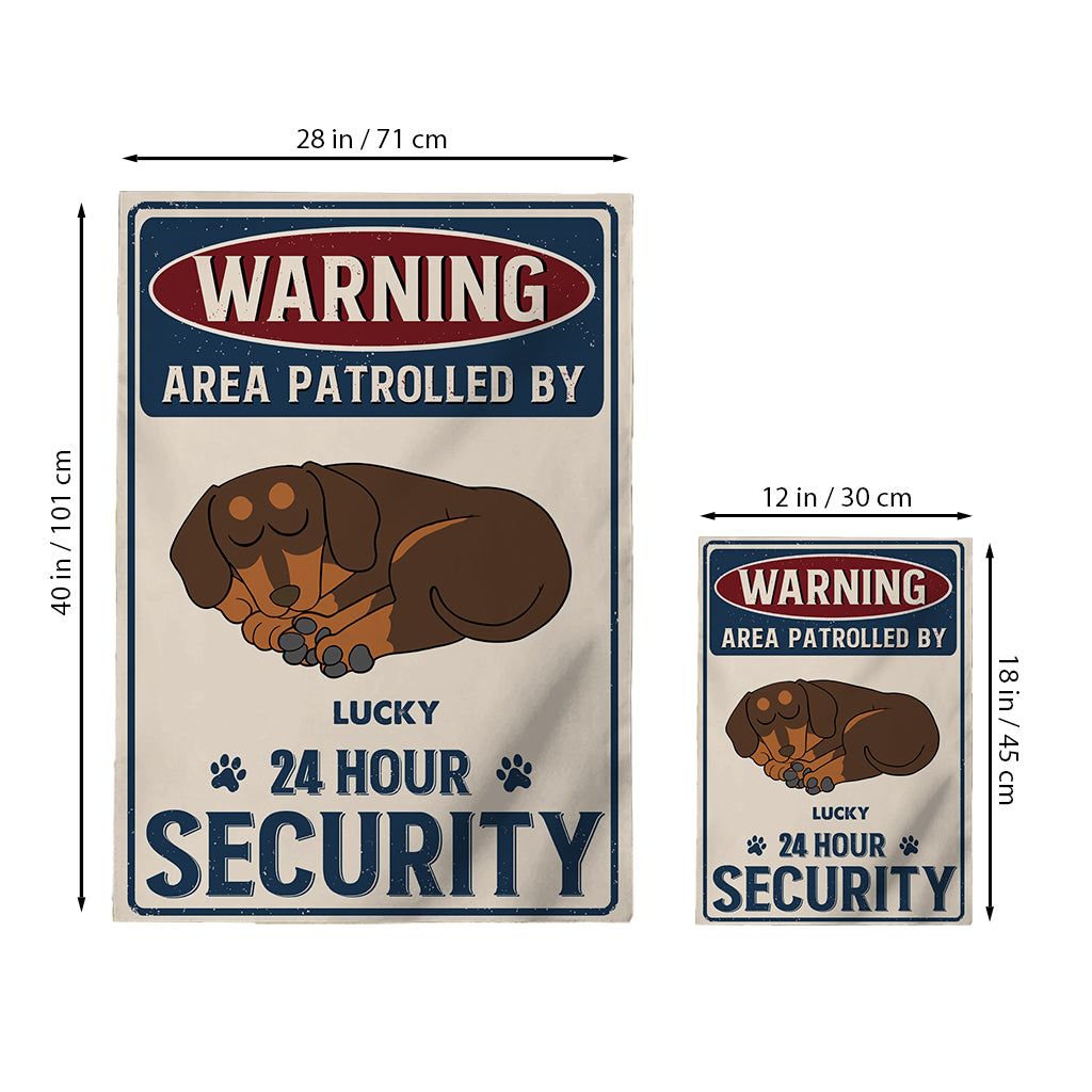 24 Hour Security - Personalized Dog Garden Flag