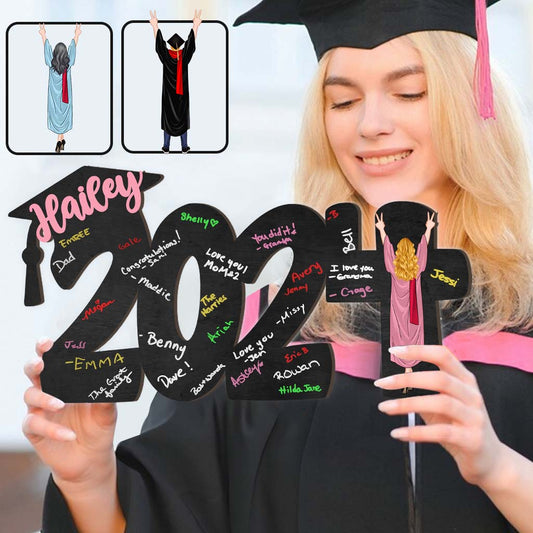 2024 Graduation Guestbook Sign - Personalized Graduation Custom Shaped Wood Sign
