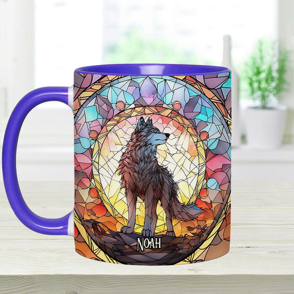 Mug personnalisé « Esprit féroce » avec motif loup