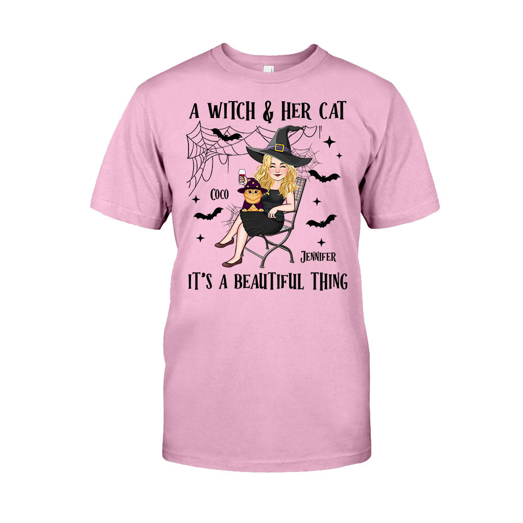 A Witch And Her Cat - Personalized Witch T-shirt And Hoodie