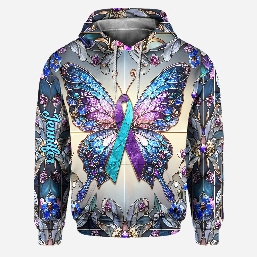 I Wear Teal And Purple - Personalized Suicide Prevention Hoodie and Leggings