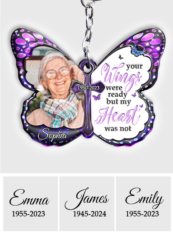 Your Wings Were Ready But My Heart Was Not - Personalized Memorial Keychain
