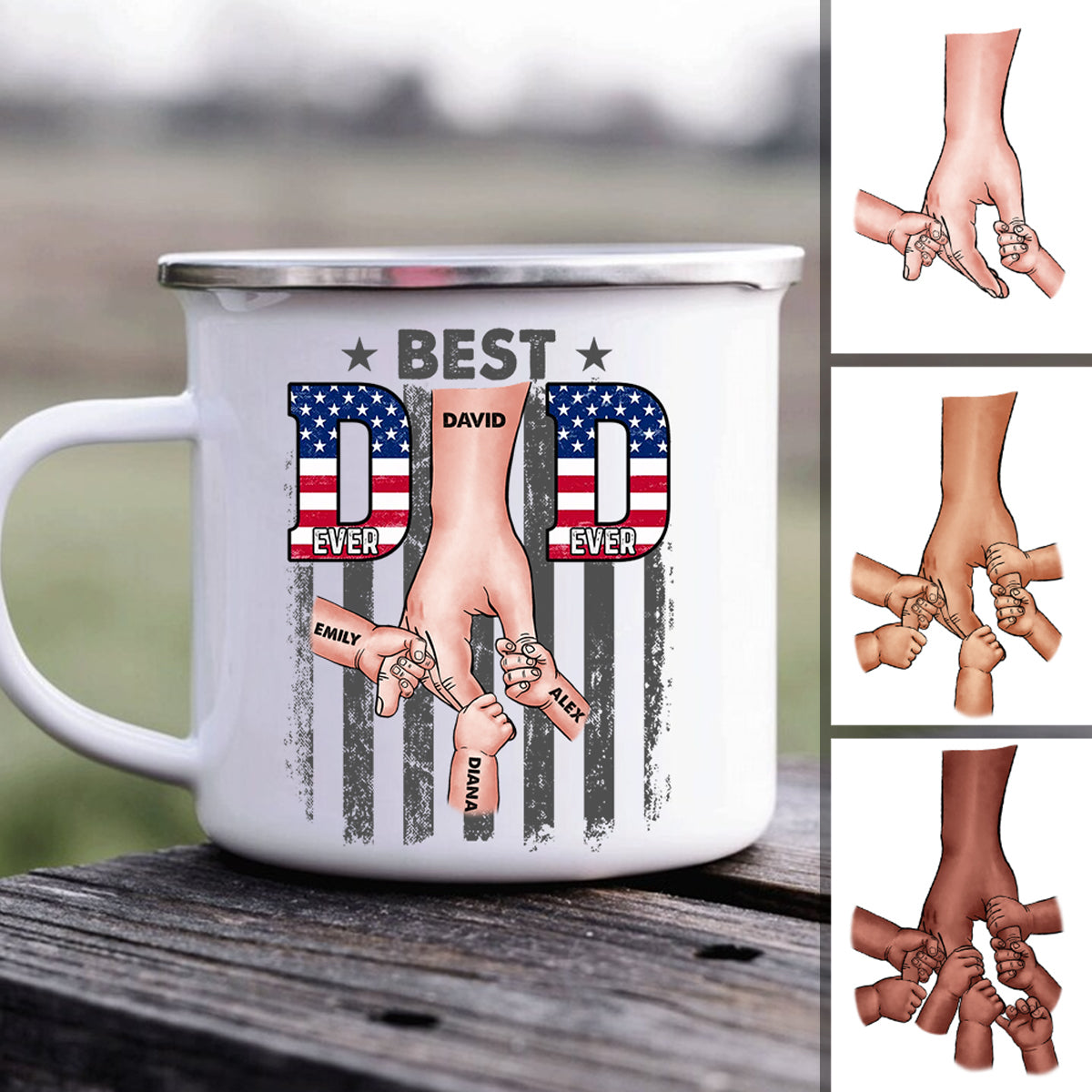 Meilleur papa du monde - Mug émaillé personnalisé « Meilleur papa du monde »