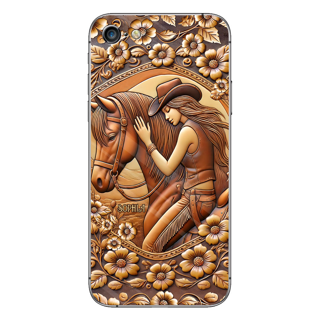 Une fille et son cheval - Coque de téléphone personnalisée à motif cheval
