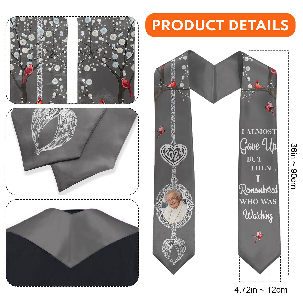 J'ai failli abandonner, mais je me suis souvenue de qui me regardait - Étole de remise de diplôme personnalisée 