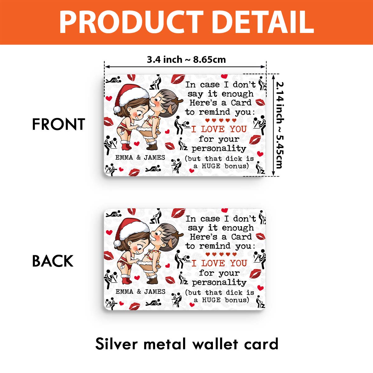 Je t'aime pour qui tu es - Carte personnalisée pour portefeuille de couple