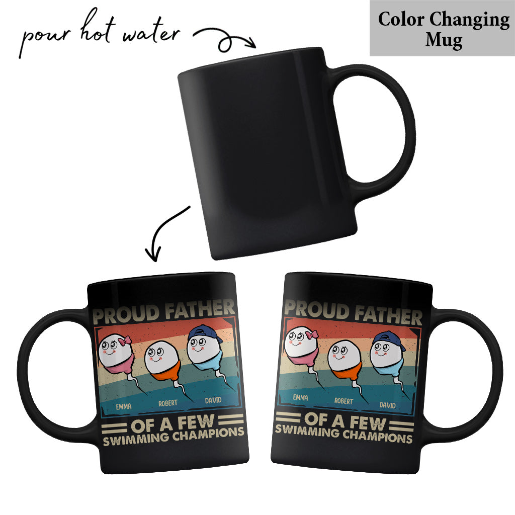 Mug personnalisé « Fier papa, père de plusieurs champions de natation »