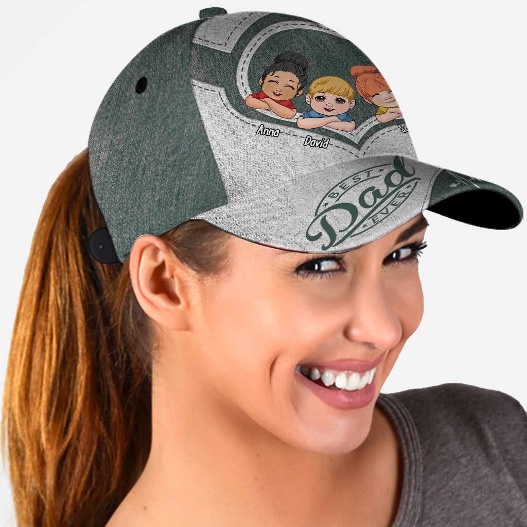 Dad's Heart Best Dad Ever - Personalized Father Classic Cap