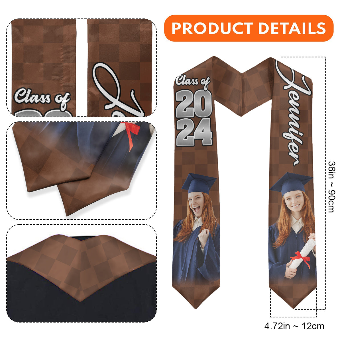 Photo Custom Graduation Stole Sash - Personalized Graduation Graduation Stole