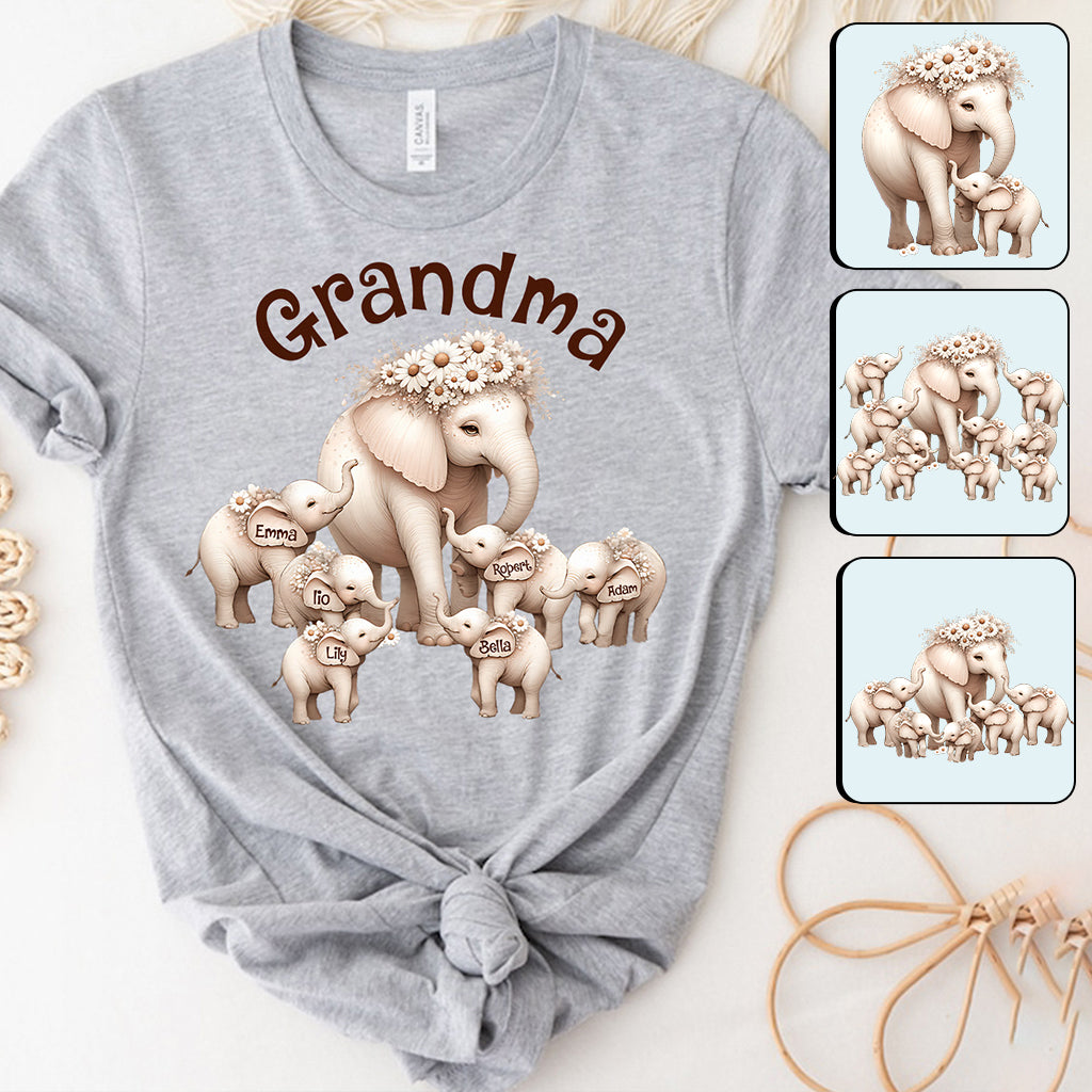 T-shirt et sweat à capuche personnalisés « Éléphant mignon » pour grand-mère