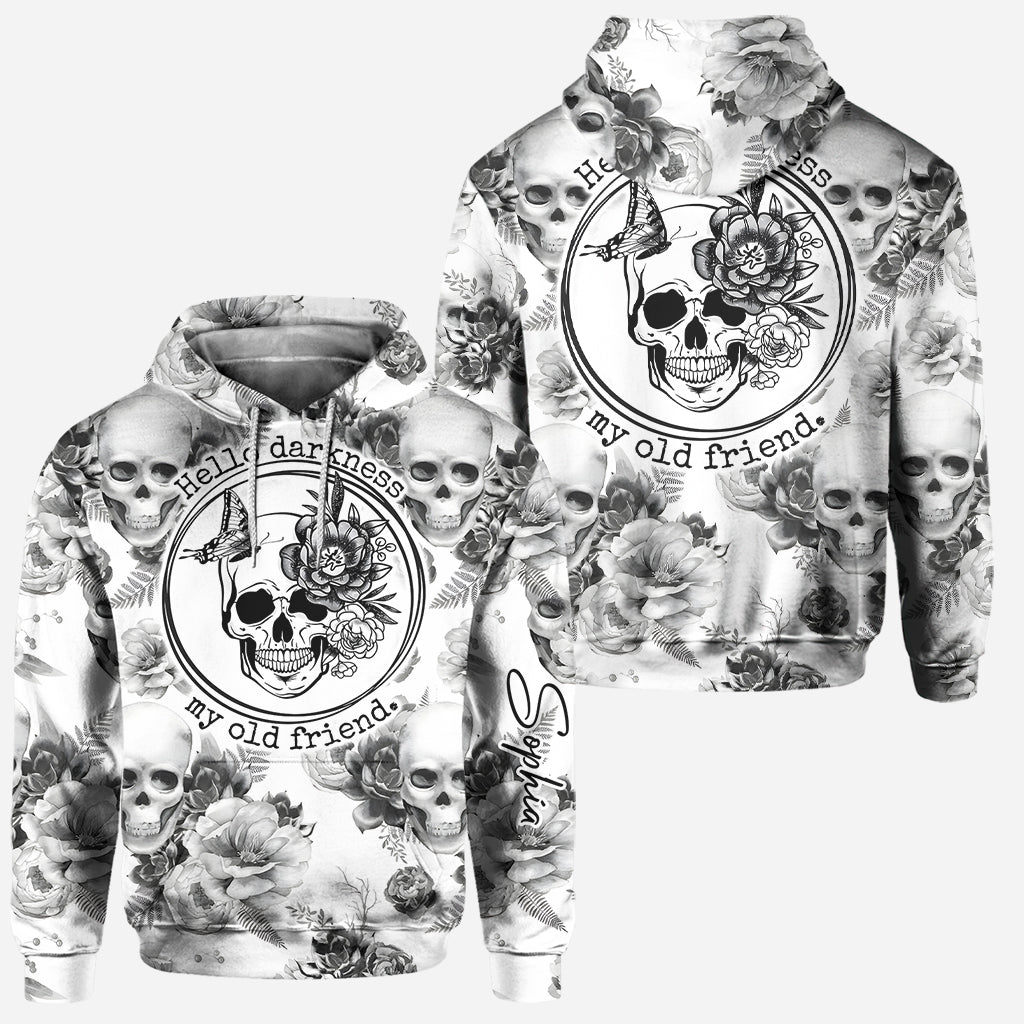 Sweat à capuche et legging personnalisés à motif crâne et roses roses