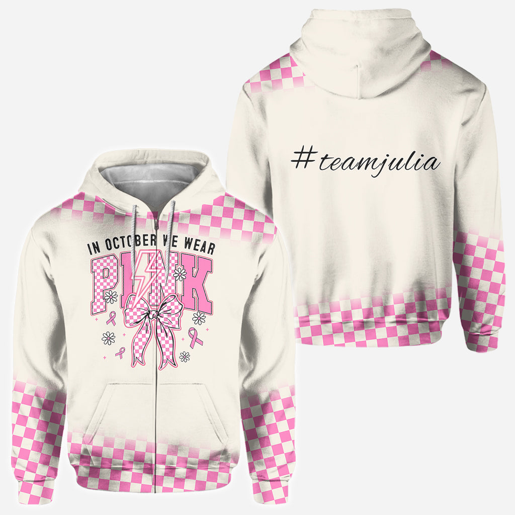 En octobre, on porte du rose - T-shirt personnalisé intégral pour la sensibilisation au cancer du sein