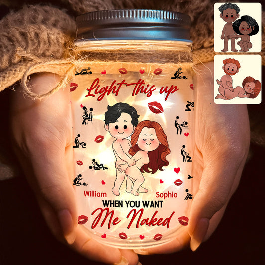 Allume ça quand tu me veux nue - Lampe personnalisée pour couple en bocal Mason
