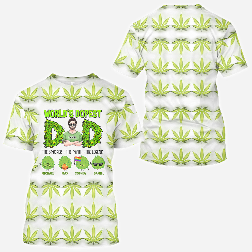 World's Dopest Dad - Personalized Weed All Over Shirt