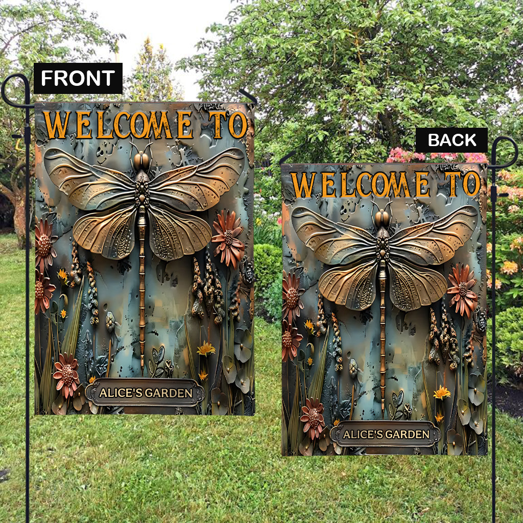 Superbe libellule - Drapeau de jardin personnalisé