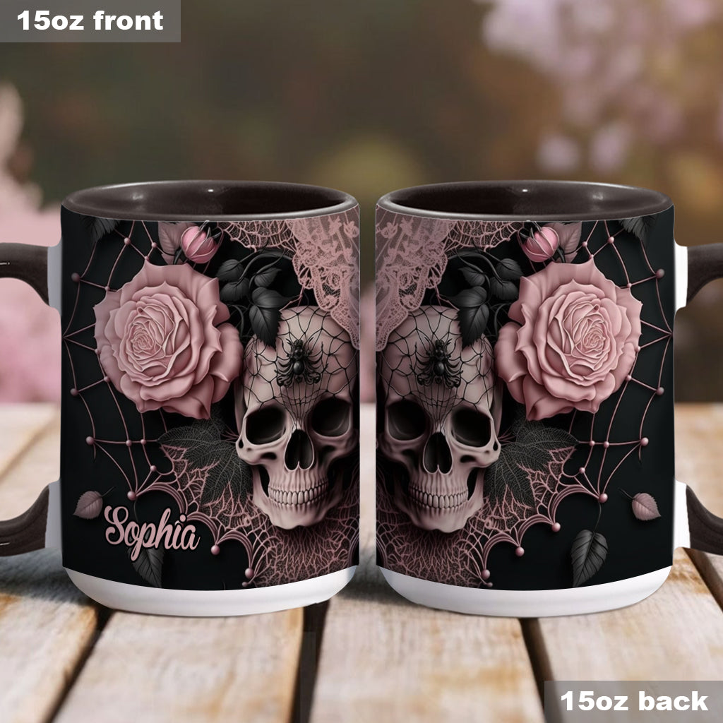 Mug personnalisé à motif de crâne et roses
