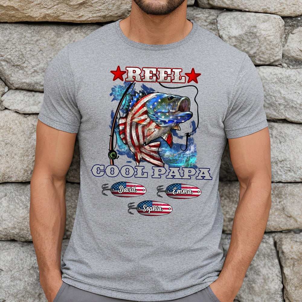 Reel Cool Papa Dad Uncle - Personalized Fishing T-shirt And Hoodie
