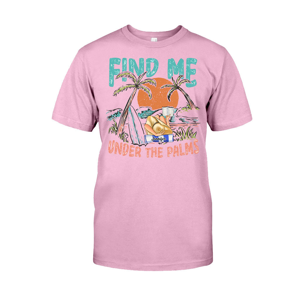 Retrouve-moi sous les palmiers, fille qui lit - T-shirt et sweat à capuche personnalisés « Amoureuse de la mer »