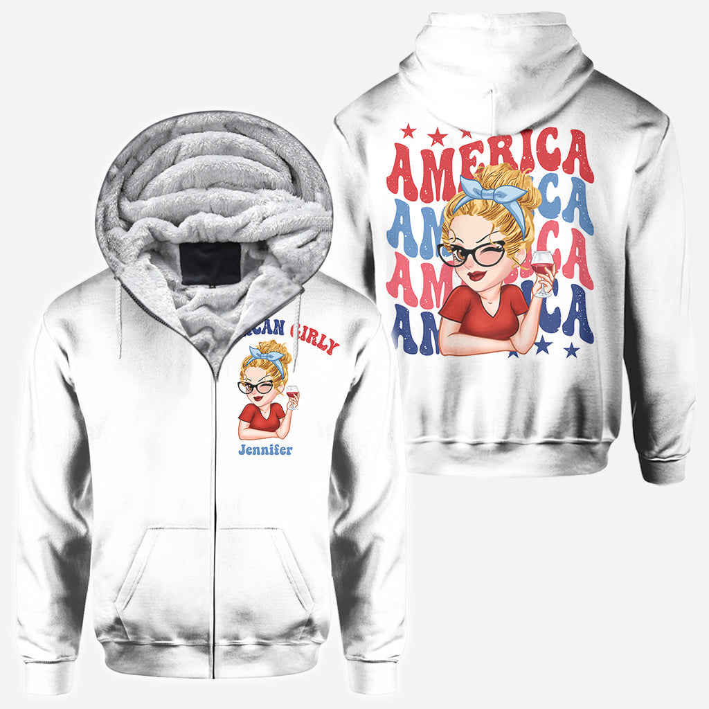 T-shirt personnalisé American Girly pour la fête nationale américaine (4 juillet).