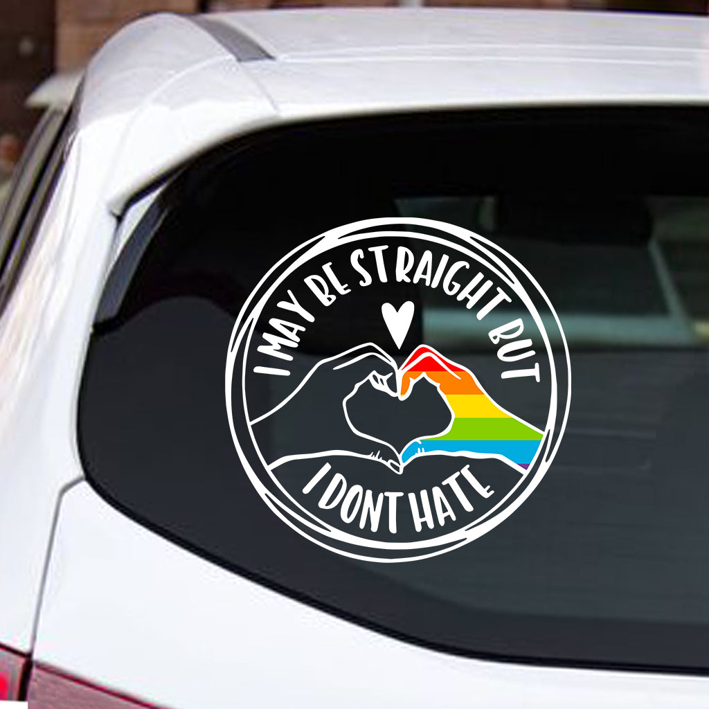 Fun Straight Ally Straight Against Hate - Personalized LGBT Support Decal Full