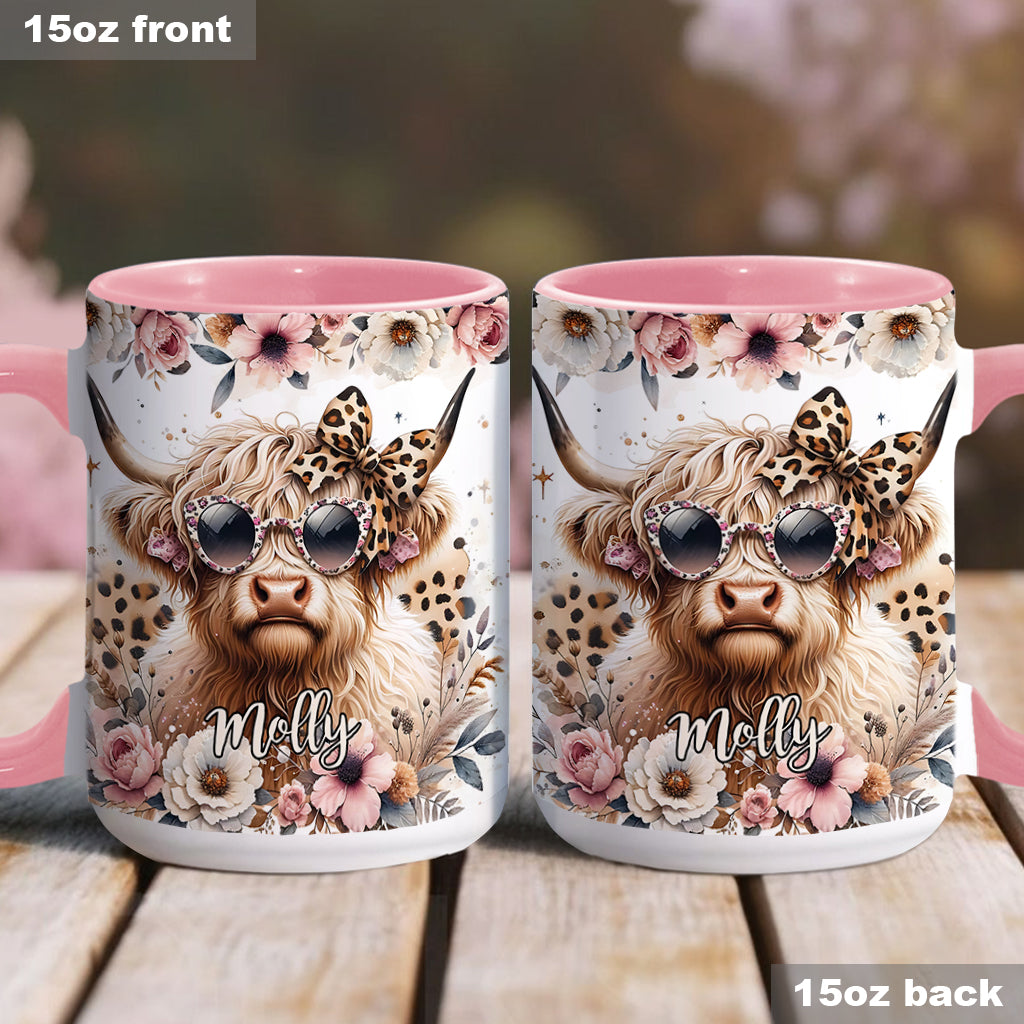 Mug personnalisé « Vache cool avec lunettes léopard »