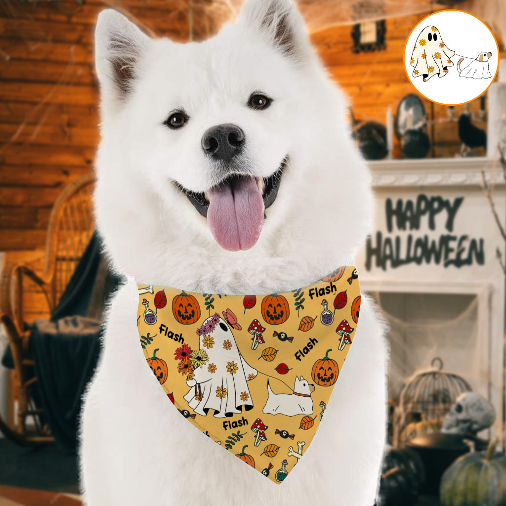 Bandana personnalisé pour chien fantôme mignon, citrouille et chauve-souris