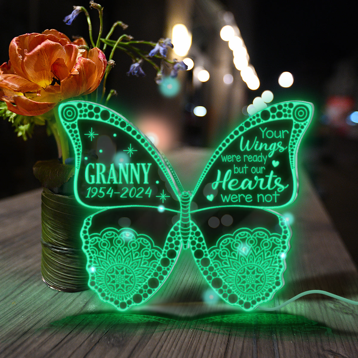 Tes ailes étaient prêtes, mais nos cœurs ne l'étaient pas - Miroir lumineux commémoratif personnalisé 