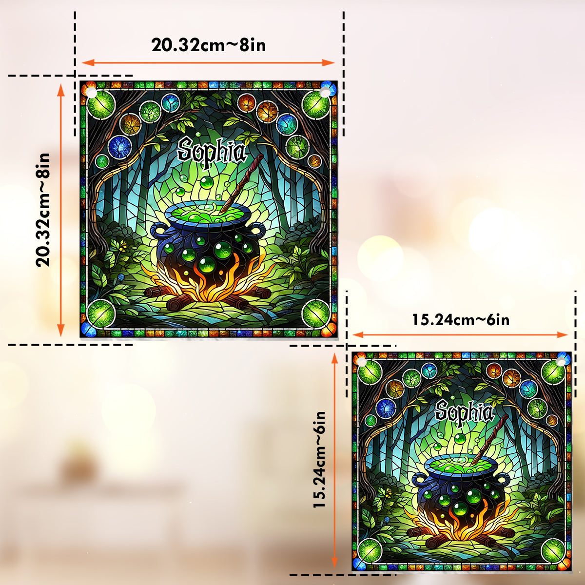 Chaudron de sorcière - Ornement attrape-soleil personnalisé à suspendre à la fenêtre, inspiré des sorcières 