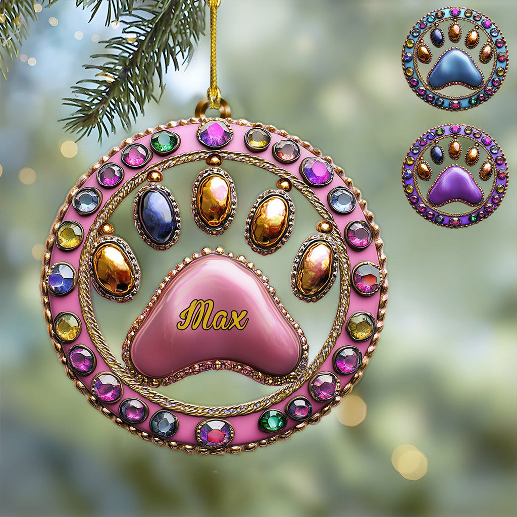 Adorable empreinte de patte - Ornement personnalisé pour chien en forme de chien