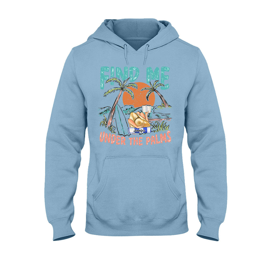 Retrouve-moi sous les palmiers, fille qui lit - T-shirt et sweat à capuche personnalisés « Amoureuse de la mer »