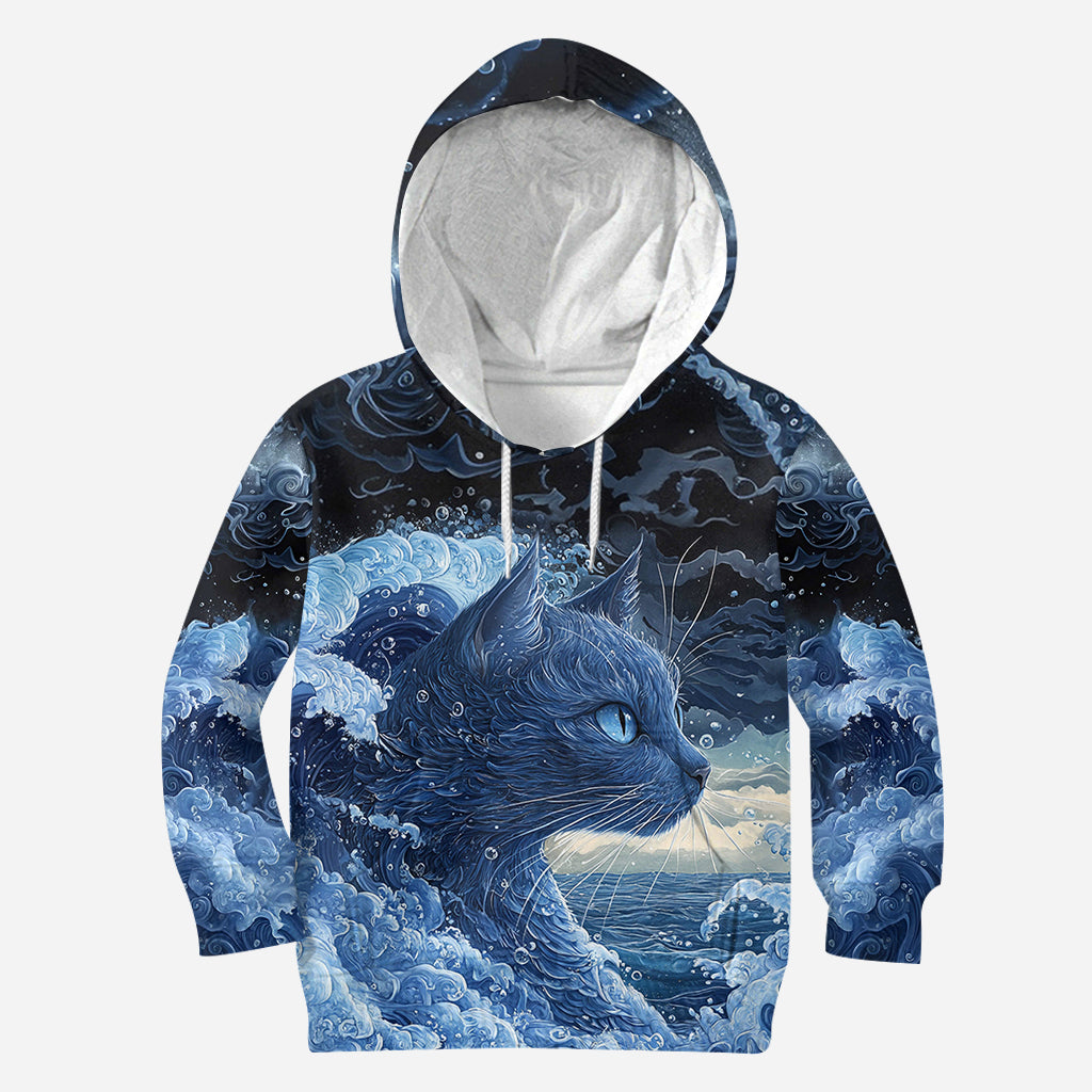 T-shirt à motif chat bleu - La vague du chat bleu