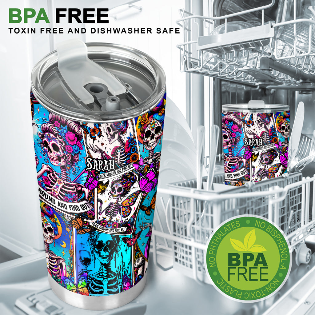 Fck Around And Find Out - Personalized Skull Tumbler