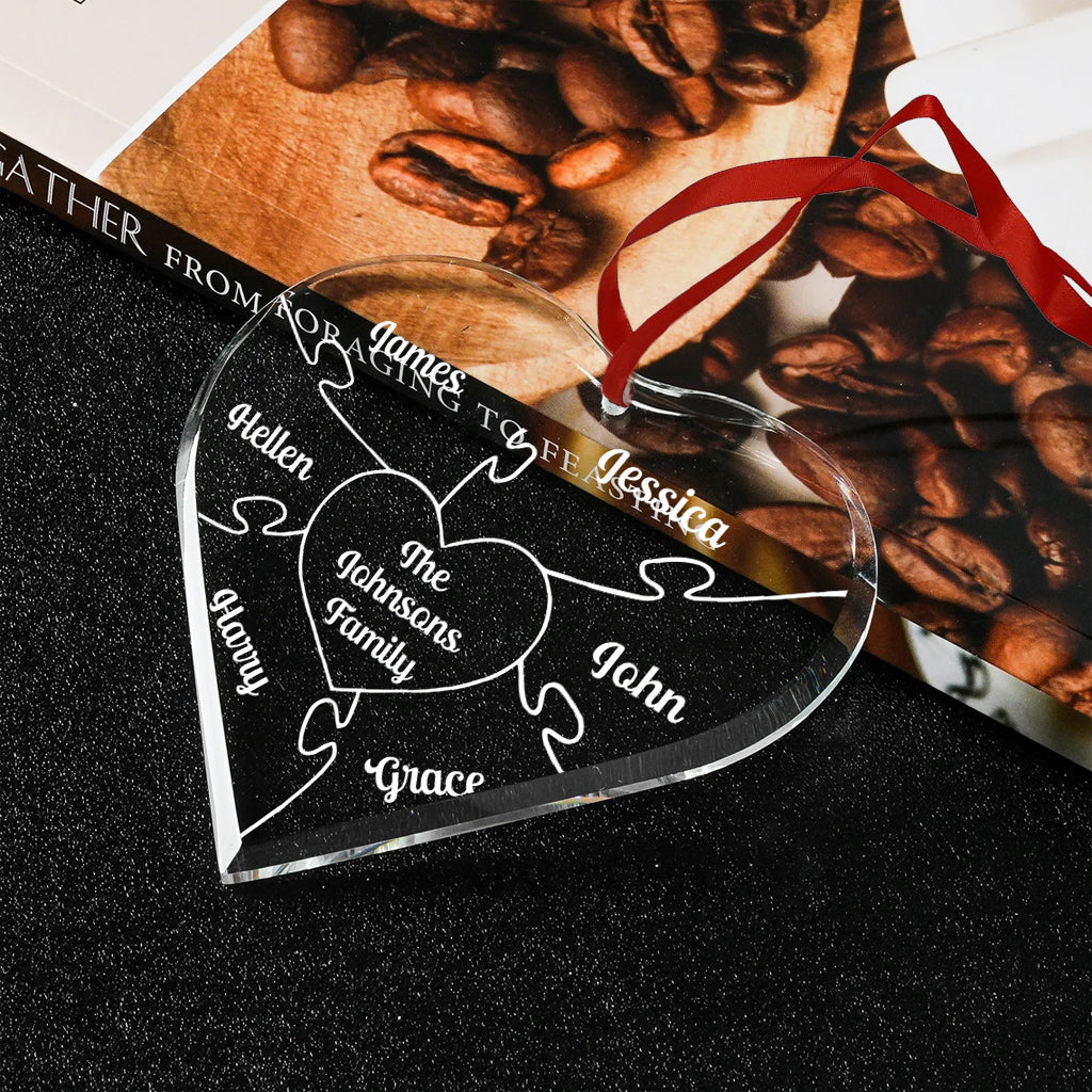 Pieces Of My Heart - Personalized Bestie Heart Shaped Glass Ornament