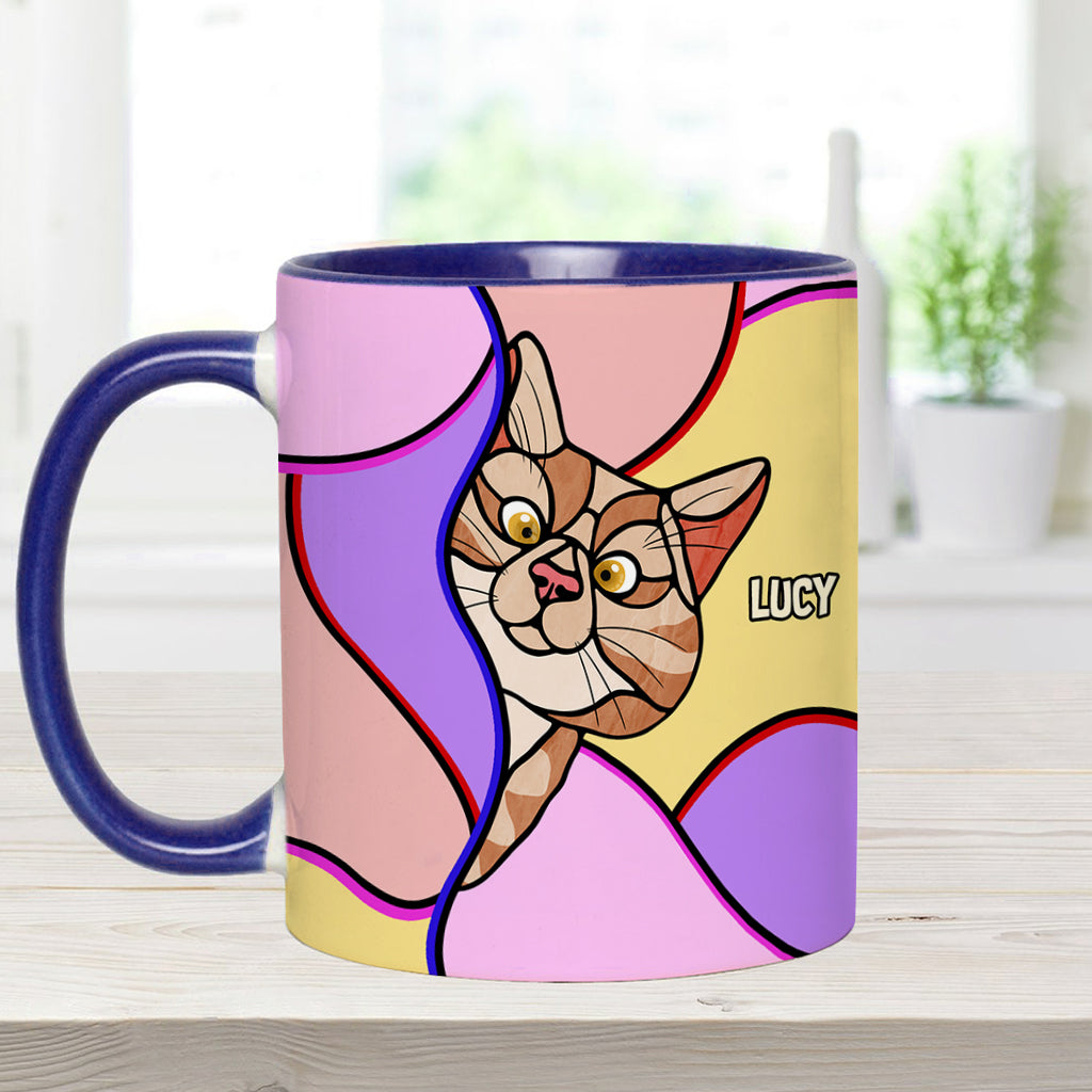 Mug personnalisé à motif chat « Chats qui regardent »
