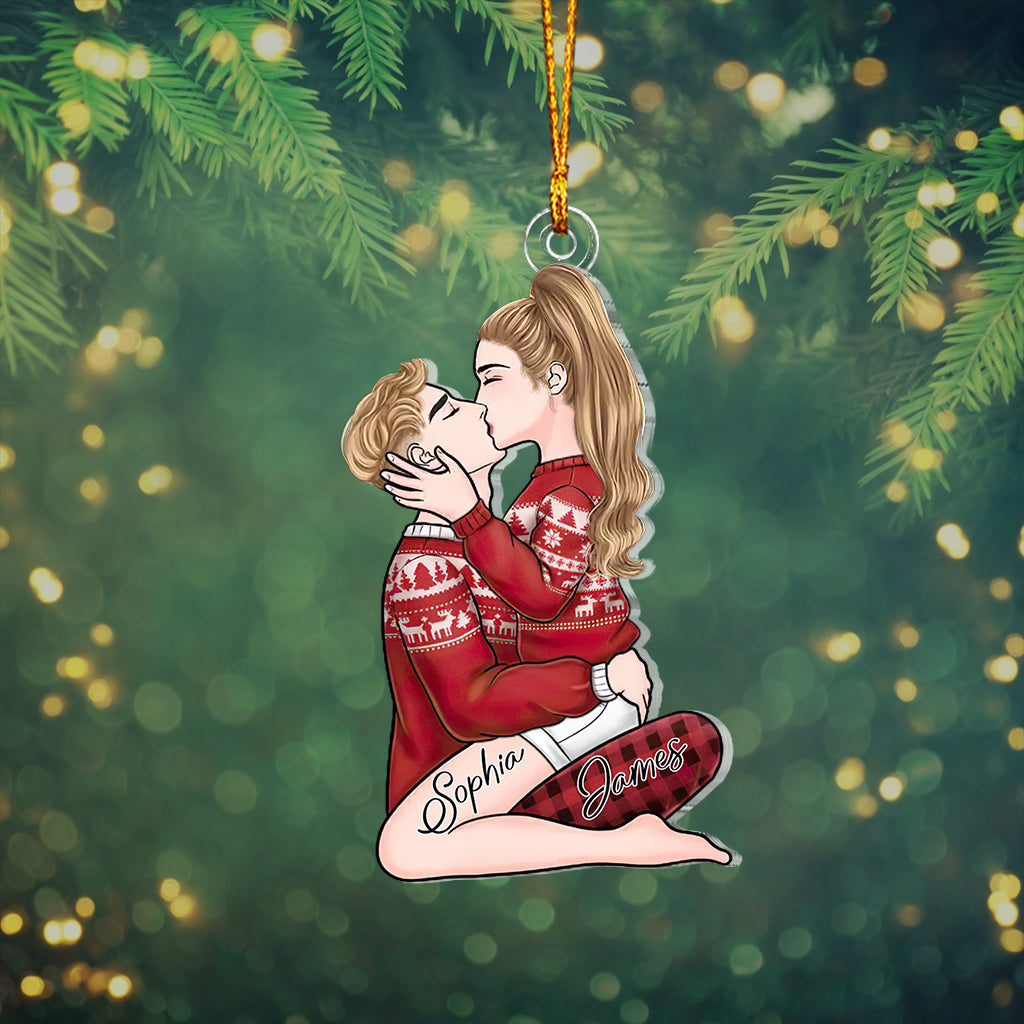 Je t'aime - Ornement personnalisé pour couple en forme de pièce unique