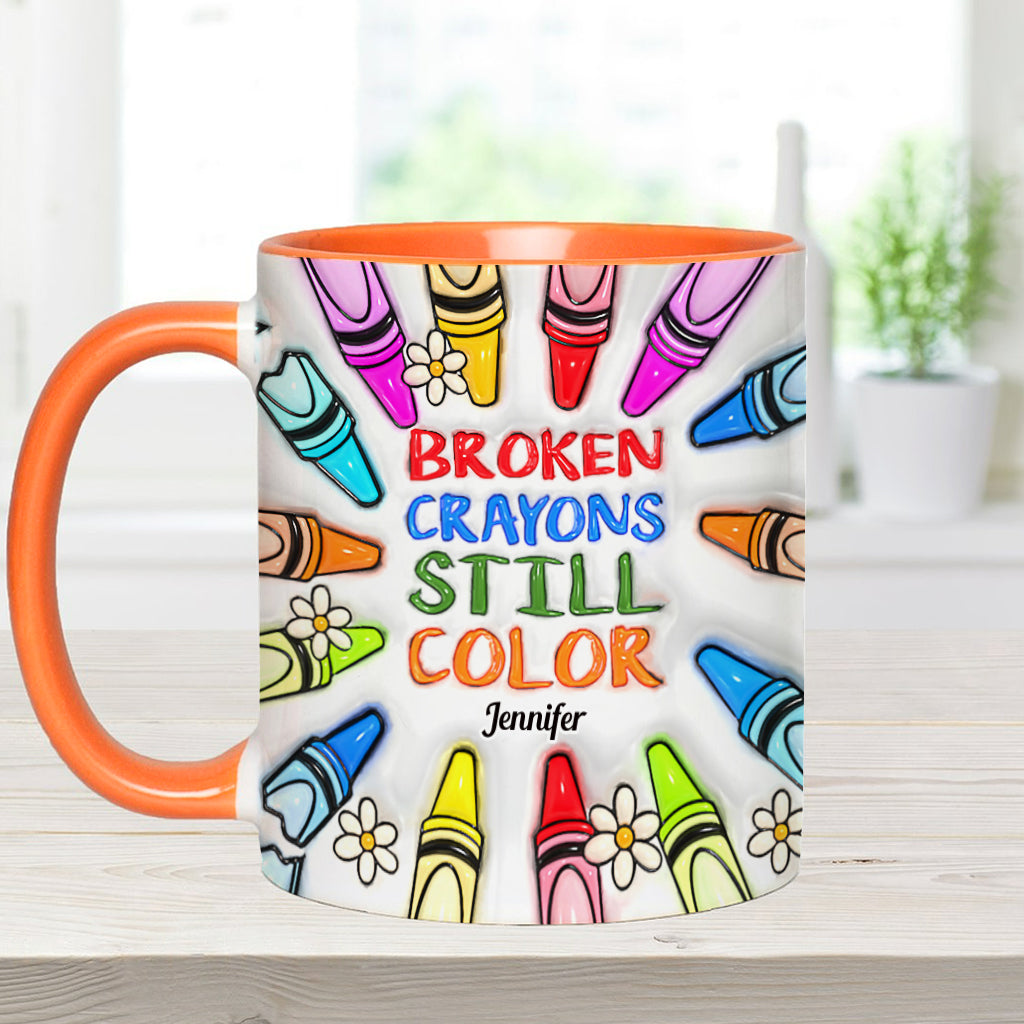 Mug personnalisé « Crayons cassés, mais toujours colorés » pour la prévention du suicide