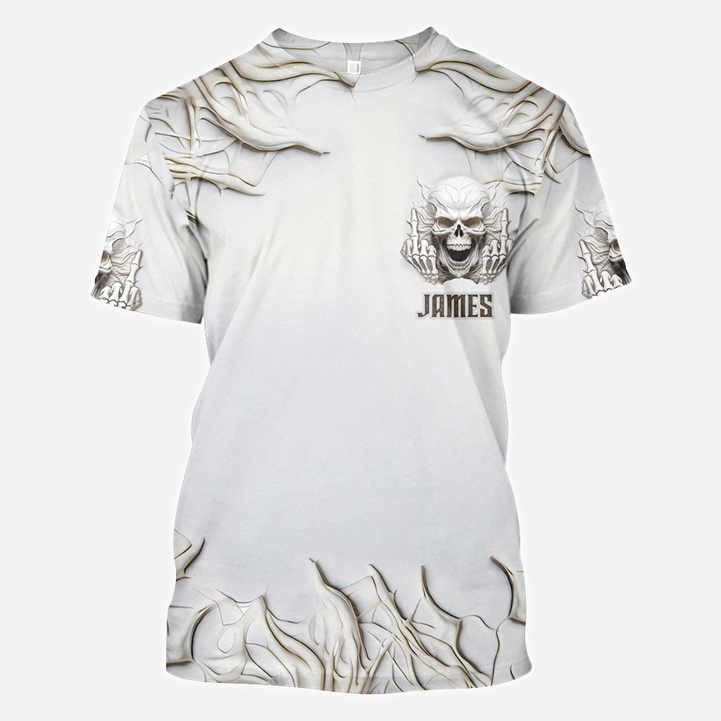 T-shirt personnalisé à motif crâne blanc sarcastique - T-shirt intégral à motif crâne