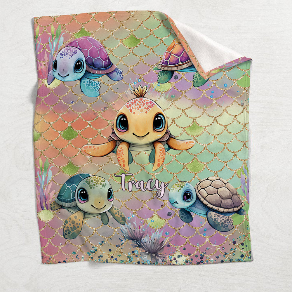 Adorables tortues - Couverture personnalisée en forme de tortue