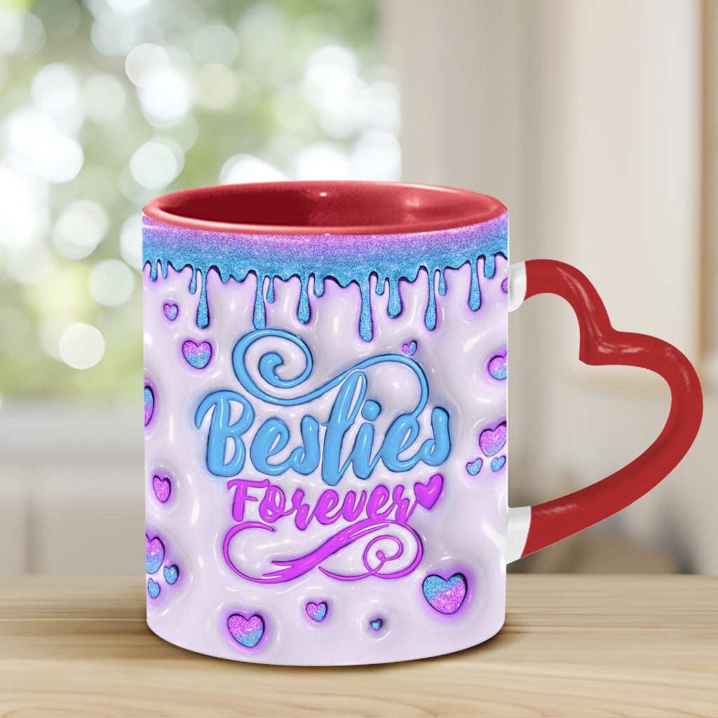 Meilleures amies pour toujours - Mug personnalisé avec anse en forme de cœur et fleur d'anniversaire - Magnifique mug pour les meilleures amies