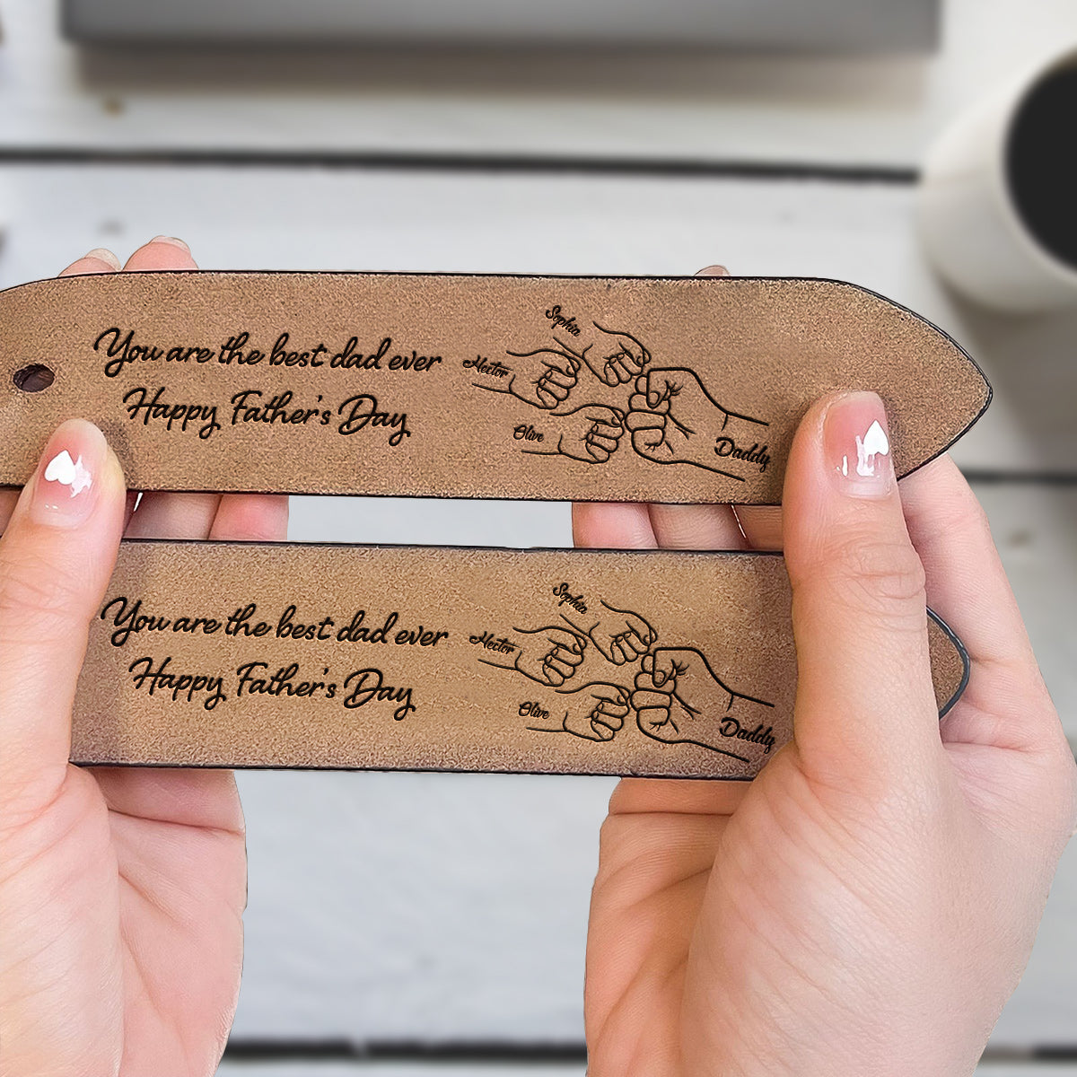 Daddy's Team Best Dad Ever - Personalized Father Leather Belt