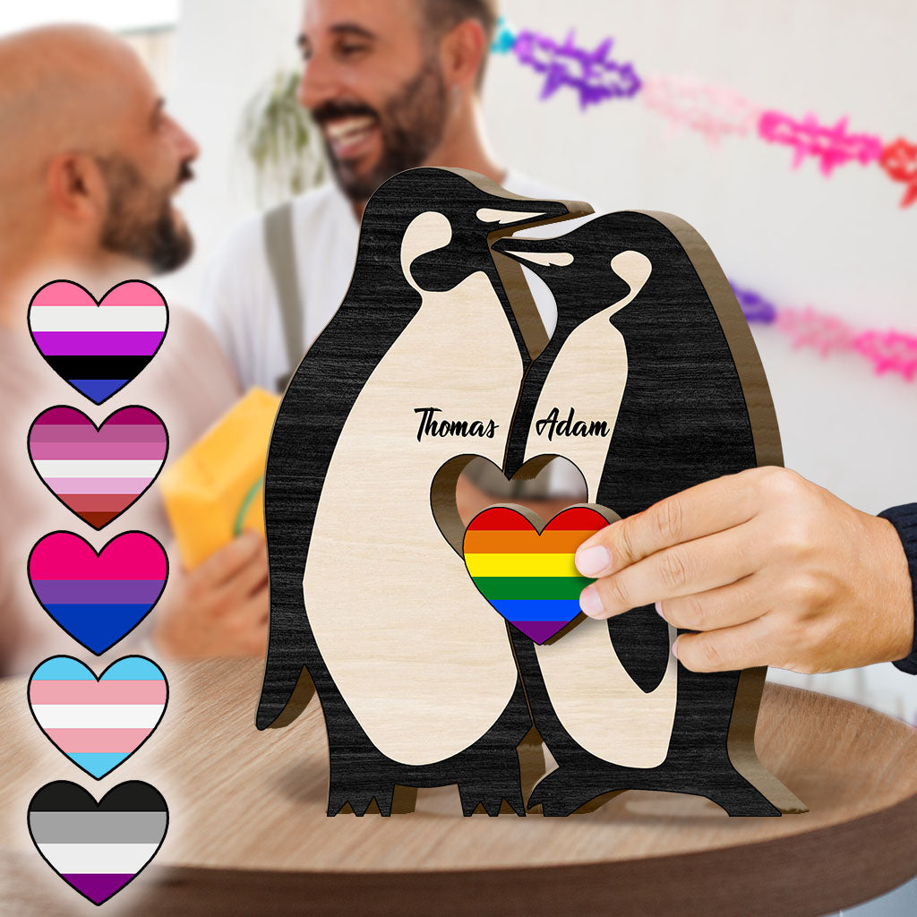 Tu es mon pingouin - Puzzle en bois personnalisé en forme de pingouin, symbole de soutien LGBT