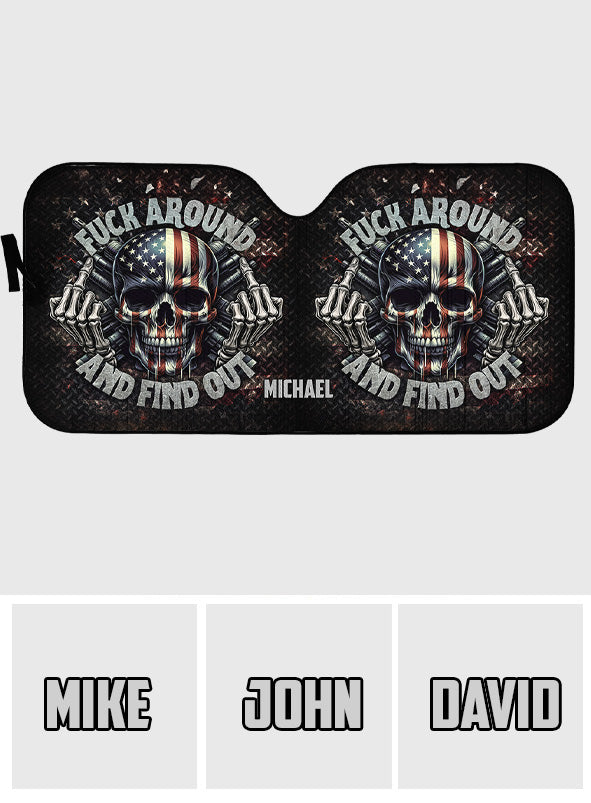 Pare-soleil de voiture personnalisé en forme de crâne avec drapeau américain