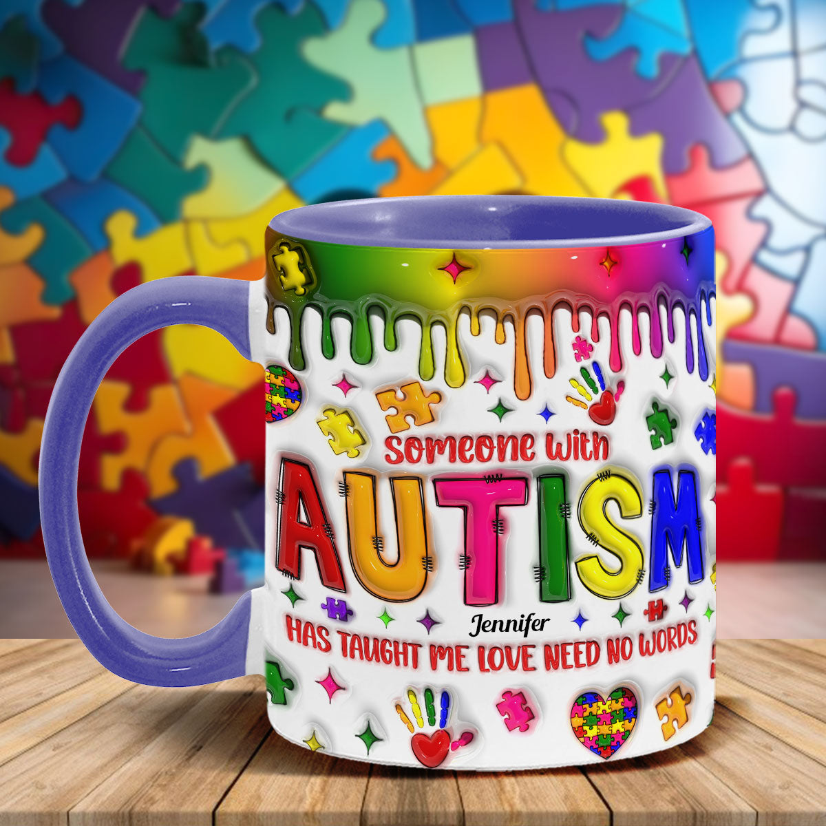 L'amour n'a pas besoin de mots - Mug personnalisé pour la sensibilisation à l'autisme