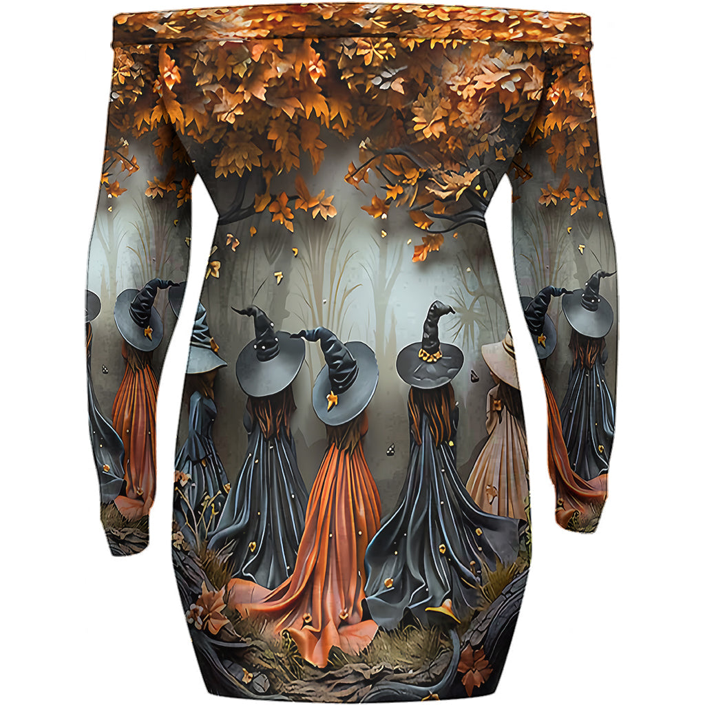 Robe de sorcière personnalisée à épaules dénudées et manches longues - Magnifique robe de sorcière