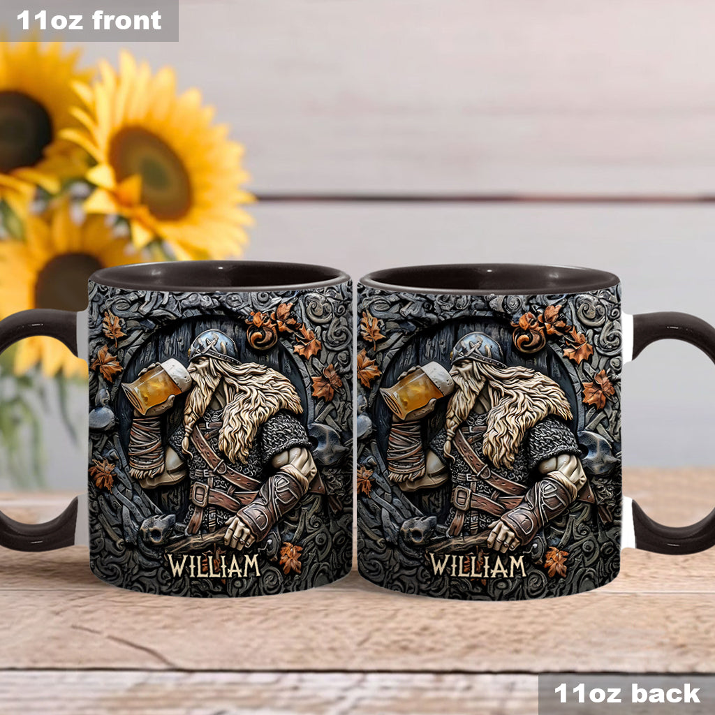 Légende des guerriers vikings buvant du whisky : Levez votre corne ! - Mug personnalisé à accent viking