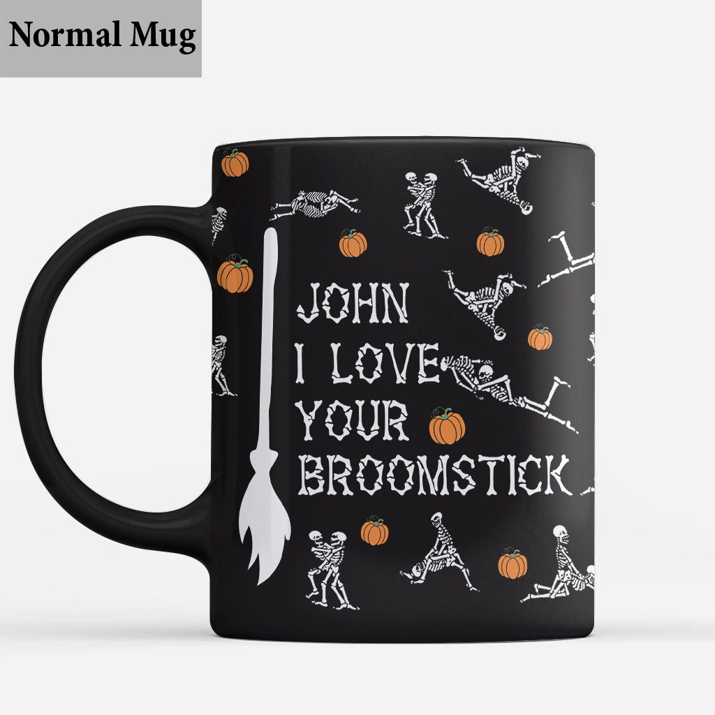 Mug personnalisé pour couple « J’aime vos citrouilles / balai »